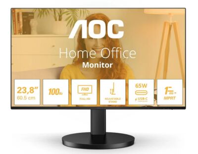 Монитор AOC 23,8" 24B3CF2, 16:9, IPS, FHD, 4ms, 250cd, 100Hz, HDMI, USB, USB-C, SPK, HAS