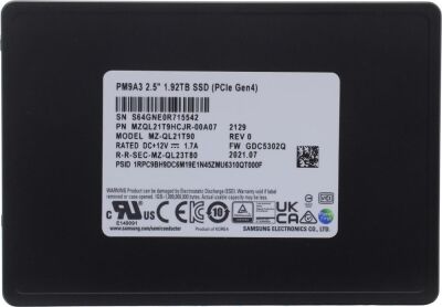  SSD PCIE 1.92TB TLC PM9A3 MZQL21T9HCJR-00A07 SAMSUNG