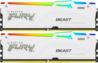 ������ DDR5 2x32GB 6000MHz Kingston KF560C36BWEAK2-64 Fury Beast White Expo RGB RTL Gaming PC5-48000 CL36 DIMM UDIMM 288-pin 1.35� dual rank � ���������� Ret