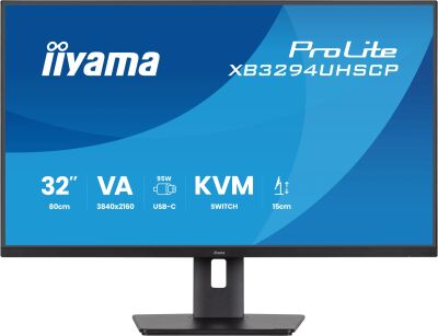 ������� Iiyama 32" ProLite XB3294UHSCP-B1 ������ VA LED 2ms 21:9 HDMI M/M ������� HAS 400cd 178��/178�� 3440x2160 75Hz DP 4K USB 9.7��