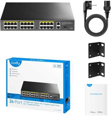 ���������� Cudy FS1026PS1 (L2) 24x100����/� 2x1����/� 1SFP 24PoE 24PoE+ 300W �������������