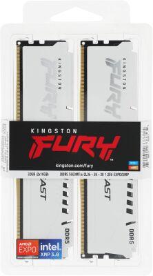 ������ DDR5 2x16GB 5600MHz Kingston KF556C36BWEK2-32 Fury Beast White Expo RTL Gaming PC5-44800 CL36 DIMM UDIMM 288-pin 1.25� kit single rank � ���������� Ret
