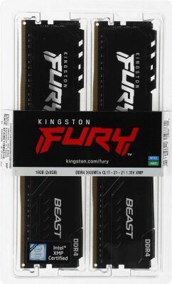 ������ DDR4 2x8GB 3600MHz Kingston KF436C17BBK2/16 Fury Beast RTL Gaming PC4-28800 CL17 DIMM UDIMM 288-pin 1.35� kit single rank � ���������� Ret