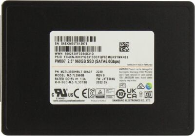  SSD SATA 2.5" 960GB PM897 TLC MZ7L3960HBLT-00A07 SAMSUNG