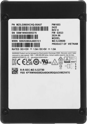 ���������� SSD Samsung SAS 4.0 960GB MZILG960HCHQ-00A07 PM1653 1 DWPD