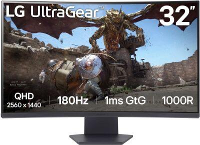 ������� LG 31.5" UltraGear 32GS60QC-B ������ VA LED 16:9 HDMI ������� 3000:1 300cd 178��/178�� 2560x1440 180Hz FreeSync DP WQ HD 2K (1440p) 7.2��