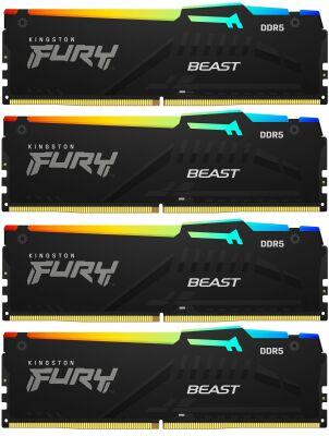 ������ DDR5 4x16GB 5200MHz Kingston KF552C40BBAK4-64 Fury Beast RGB RTL Gaming PC5-41600 CL40 DIMM UDIMM 288-pin 1.25� kit single rank � ���������� Ret
