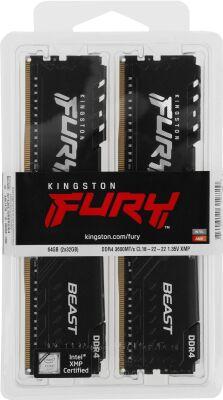 ������ DDR4 2x32GB 3600MHz Kingston KF436C18BBK2/64 Fury Beast Black RTL Gaming PC4-28800 CL18 DIMM UDIMM 288-pin 1.35� dual rank � ���������� Ret