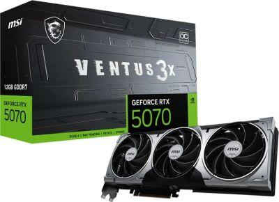 ���������� MSI PCI-E 5.0 RTX 5070 12G VENTUS 3X OC NVIDIA GeForce RTX 5070 12Gb 192bit GDDR7 2542/28000 HDMIx1 DPx3 HDCP Ret