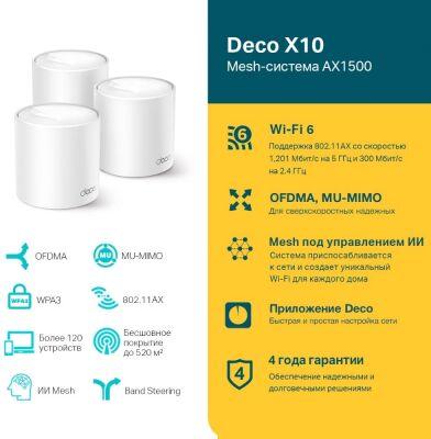 ��������� Mesh ������ TP-Link Deco X10 (DECO X10(3-PACK)) AX1500 10/100/1000BASE-TX ����� (����.:3��)